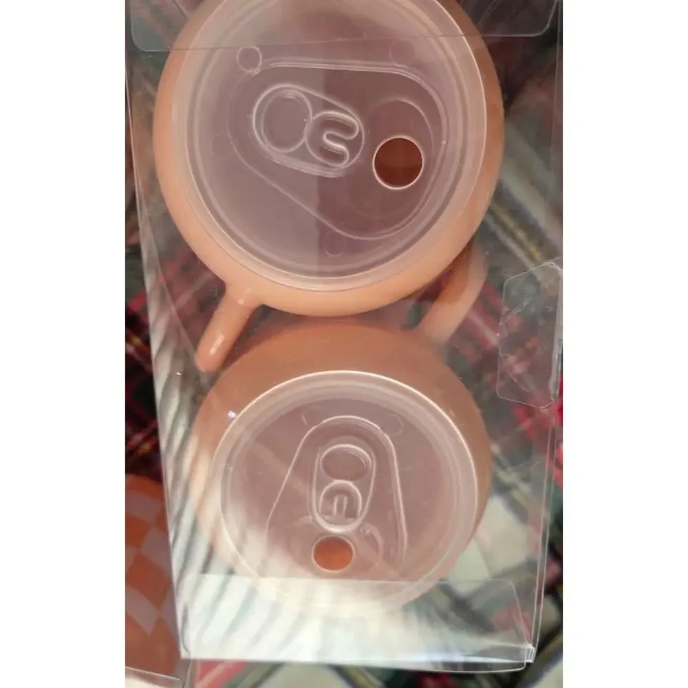Pink Checkered Plastic Cold Cups Set of 2 w Handles & Straws 14.6oz Tumblers